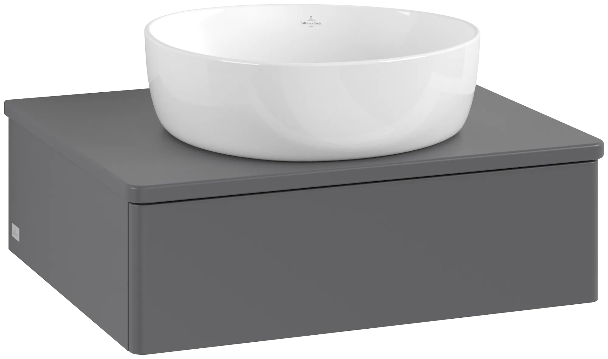 VILLEROY BOCH Toaletní skříňka Antao, 1 zásuvka, 600 x 190 x 500 mm, přední strana bez konstrukce, antracit matný lak / antracit matný lak #K07050GK