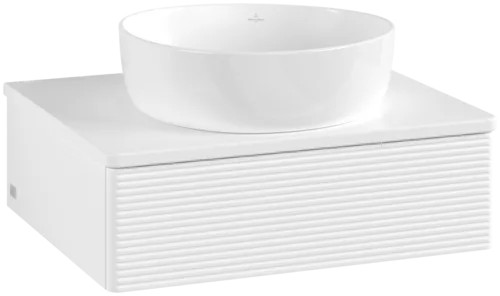 VILLEROY BOCH Toaletní skříňka Antao, 1 zásuvka, 600 x 190 x 500 mm, texturovaná přední část, bílý matný lak / bílý matný lak #K07110MT
