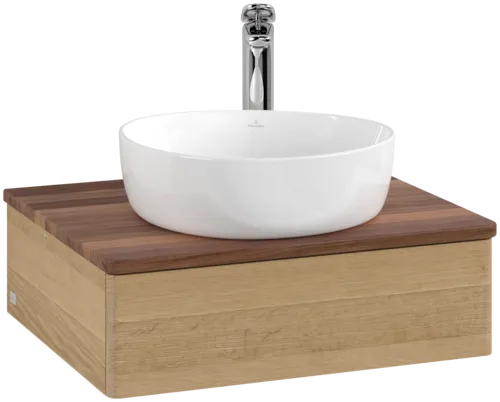 VILLEROY BOCH Toaletní stolek Antao, 1 zásuvka, 600 x 190 x 500 mm, přední strana bez konstrukce, dub medový / ořech teplý #K07052HN