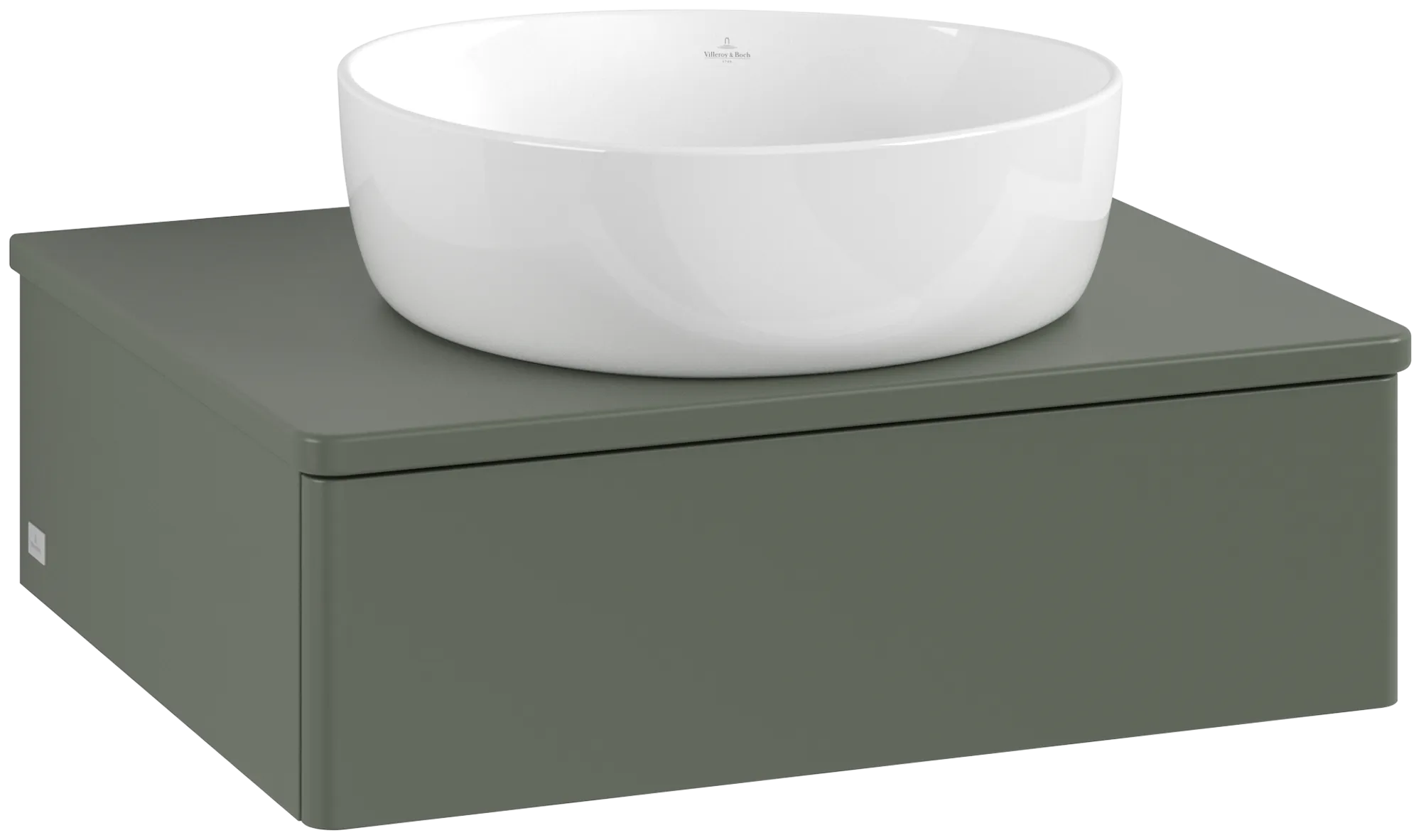 VILLEROY BOCH Toaletní skříňka Antao, 1 zásuvka, 600 x 190 x 500 mm, přední strana bez konstrukce, listově zelený matný lak / listově zelený matný lak #K07050HL