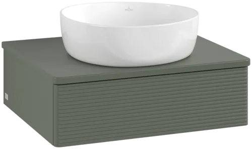 VILLEROY BOCH Toaletní skříňka Antao, 1 zásuvka, 600 x 190 x 500 mm, texturovaná přední část, listově zelený matný lak / listově zelený matný lak #K07110HL
