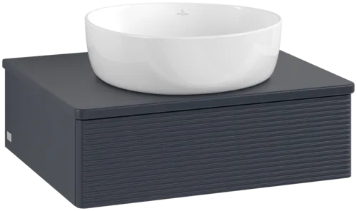 VILLEROY BOCH Toaletní skříňka Antao, 1 zásuvka, 600 x 190 x 500 mm, texturovaná přední část, Midnight Blue Matt Lacquer / Midnight Blue Matt Lacquer #K07110HG