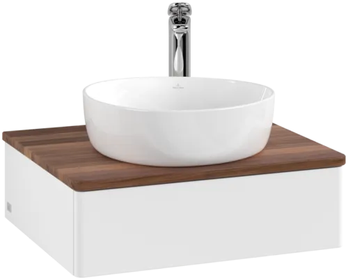 VILLEROY BOCH Toaletní skříňka Antao, 1 zásuvka, 600 x 190 x 500 mm, přední strana bez konstrukce, bílý matný lak / teplý ořech #K07052MT