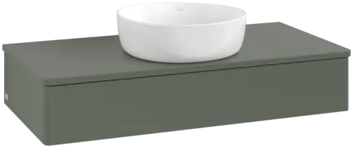 VILLEROY BOCH Toaletní stolek Antao, 1 zásuvka, 1000 x 190 x 500 mm, přední strana bez konstrukce, listově zelený matný lak / listově zelený matný lak #K09010HL