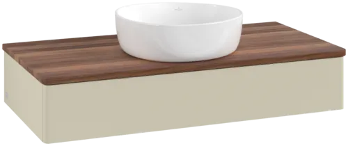 VILLEROY BOCH Toaletní skříňka Antao, 1 zásuvka, 1000 x 190 x 500 mm, přední strana bez konstrukce, hedvábně šedý matný lak / teplý ořech #K09012HJ