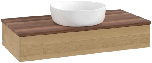 VILLEROY BOCH Toaletní skříňka Antao, 1 zásuvka, 1000 x 190 x 500 mm, přední strana bez konstrukce, dub medový / ořech teplý #K09012HN