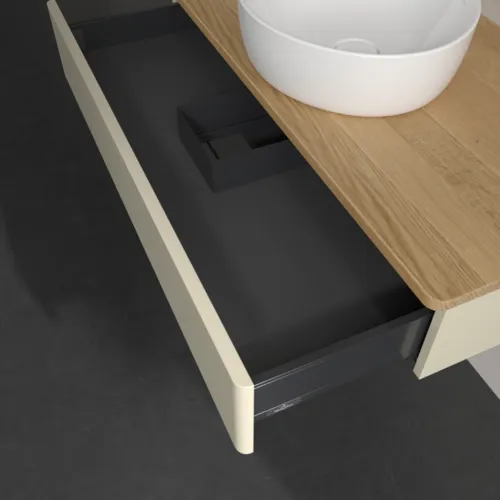VILLEROY BOCH Toaletní skříňka Antao, 1 zásuvka, 1000 x 190 x 500 mm, přední strana bez konstrukce, hedvábně šedý matný lak / medový dub #K09011HJ, obrázek 7