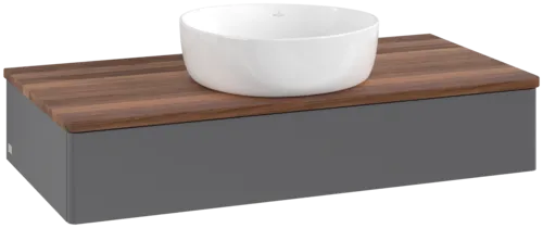 VILLEROY BOCH Toaletní skříňka Antao, 1 zásuvka, 1000 x 190 x 500 mm, přední strana bez konstrukce, antracit matný lak / teplý ořech #K09012GK