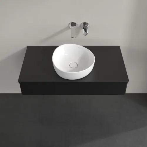 VILLEROY BOCH Toaletní skříňka Antao, 1 zásuvka, 1000 x 190 x 500 mm, přední strana bez konstrukce, černý matný lak / černý matný lak #K09010PD, obrázek 4