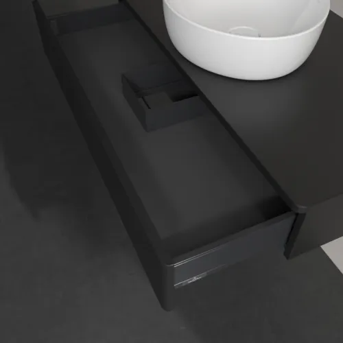 VILLEROY BOCH Toaletní skříňka Antao, 1 zásuvka, 1000 x 190 x 500 mm, přední strana bez konstrukce, černý matný lak / černý matný lak #K09010PD, obrázek 7