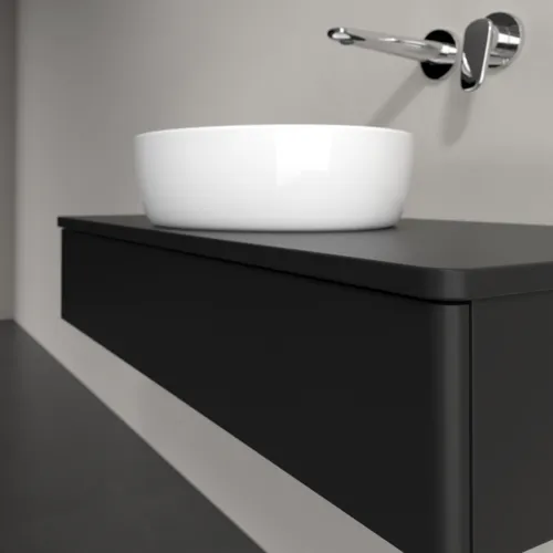 VILLEROY BOCH Toaletní skříňka Antao, 1 zásuvka, 1000 x 190 x 500 mm, přední strana bez konstrukce, černý matný lak / černý matný lak #K09010PD, obrázek 5