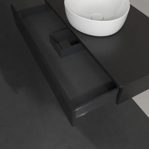 VILLEROY BOCH Toaletní skříňka Antao, 1 zásuvka, 1000 x 190 x 500 mm, přední strana bez konstrukce, černý matný lak / černý matný lak #K09010PD, obrázek 6