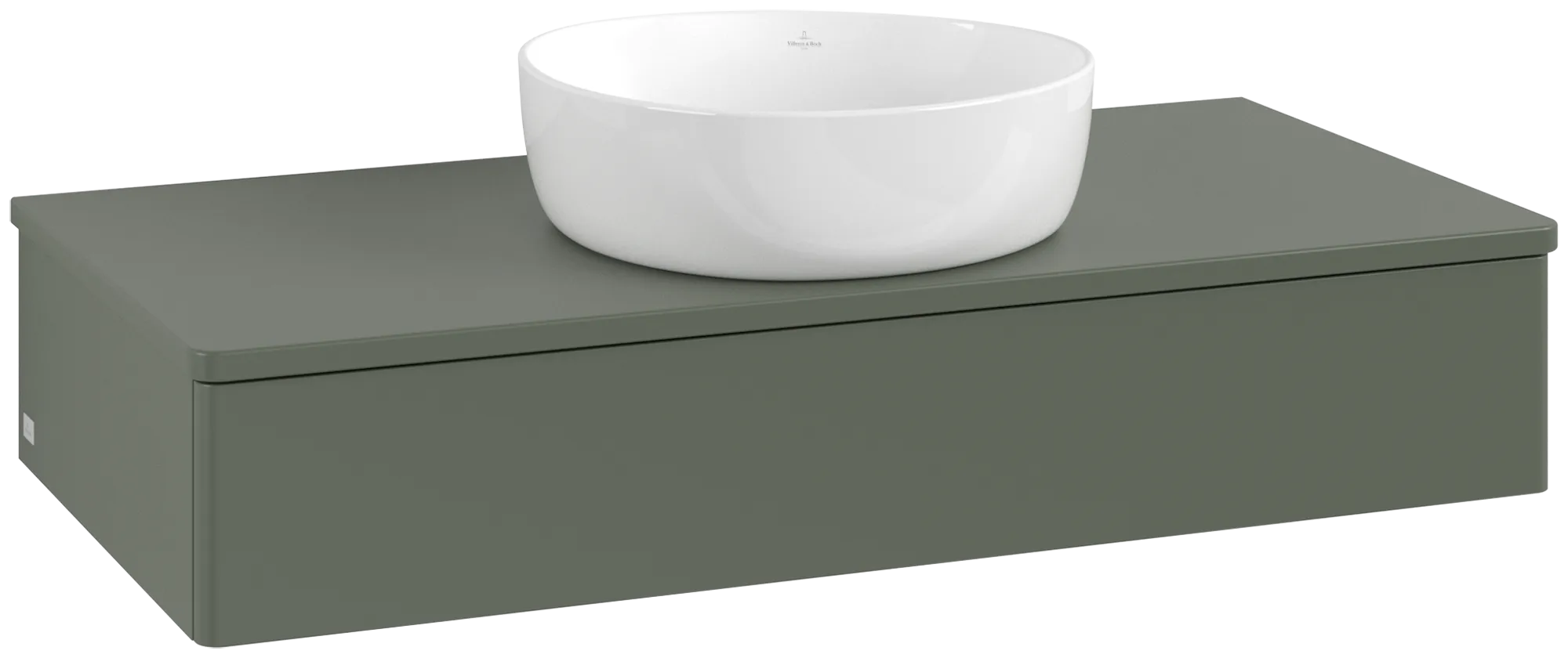 VILLEROY BOCH Toaletní stolek Antao, 1 zásuvka, 1000 x 190 x 500 mm, přední strana bez konstrukce, listově zelený matný lak / listově zelený matný lak #K09050HL