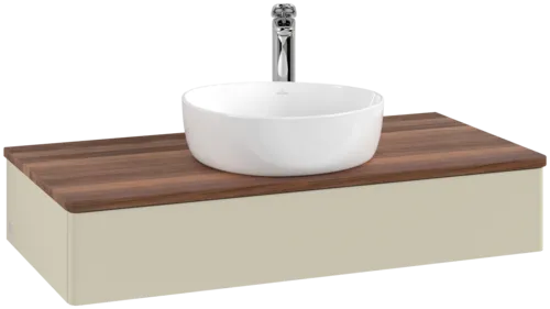 VILLEROY BOCH Toaletní skříňka Antao, 1 zásuvka, 1000 x 190 x 500 mm, přední strana bez konstrukce, hedvábně šedý matný lak / teplý ořech #K09052HJ