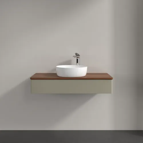 VILLEROY BOCH Toaletní skříňka Antao, 1 zásuvka, 1000 x 190 x 500 mm, přední strana bez konstrukce, Stone Grey Matt Lacquer / Warm Walnut #K09052HK, obrázek 3