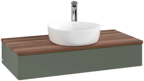 VILLEROY BOCH Toaletní skříňka Antao, 1 zásuvka, 1000 x 190 x 500 mm, přední strana bez konstrukce, listově zelený matný lak / teplý ořech #K09052HL