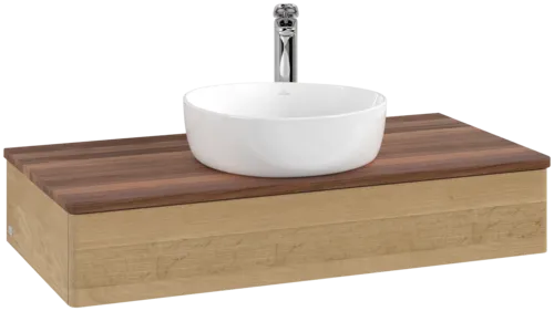VILLEROY BOCH Toaletní skříňka Antao, 1 zásuvka, 1000 x 190 x 500 mm, přední strana bez konstrukce, dub medový / ořech teplý #K09052HN