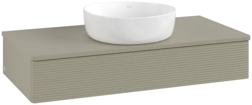 VILLEROY BOCH Toaletní skříňka Antao, 1 zásuvka, 1000 x 190 x 500 mm, texturovaná přední část, Stone Grey Matt Lacquer / Stone Grey Matt Lacquer #K09110HK