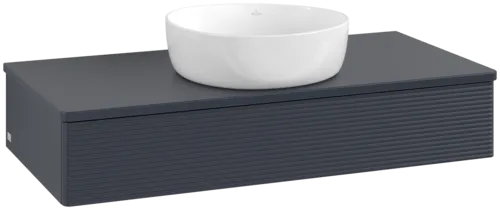 VILLEROY BOCH Toaletní skříňka Antao, 1 zásuvka, 1000 x 190 x 500 mm, texturovaná přední část, Midnight Blue Matt Lacquer / Midnight Blue Matt Lacquer #K09110HG