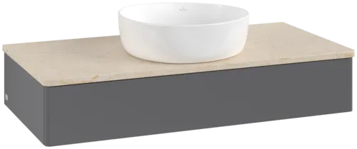 VILLEROY BOCH Toaletní skříňka Antao, 1 zásuvka, 1000 x 190 x 500 mm, přední strana bez konstrukce, antracitový matný lak / Botticino #K09013GK