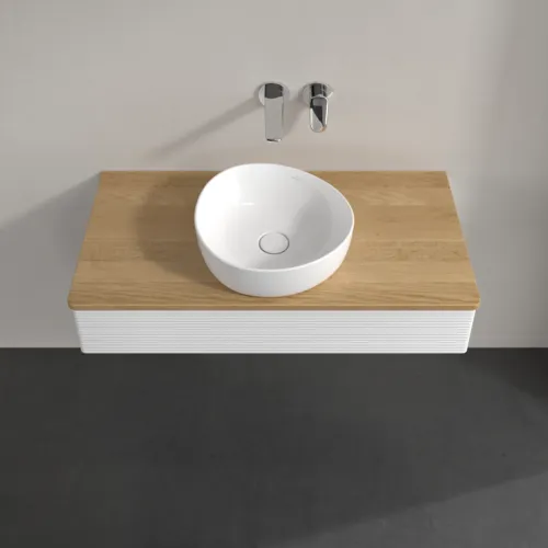 VILLEROY BOCH Toaletní skříňka Antao, 1 zásuvka, 1000 x 190 x 500 mm, strukturované čelo, lesklý bílý lak / medový dub #K09111GF, obrázek 4