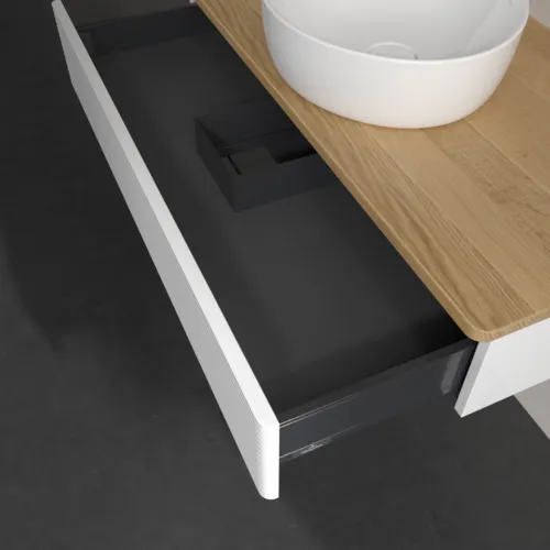 VILLEROY BOCH Toaletní skříňka Antao, 1 zásuvka, 1000 x 190 x 500 mm, strukturované čelo, lesklý bílý lak / medový dub #K09111GF, obrázek 6