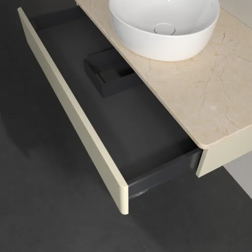 VILLEROY BOCH Toaletní skříňka Antao, 1 zásuvka, 1000 x 190 x 500 mm, přední strana bez konstrukce, Silk Grey Matt Lacquer / Botticino #K09013HJ, obrázek 6