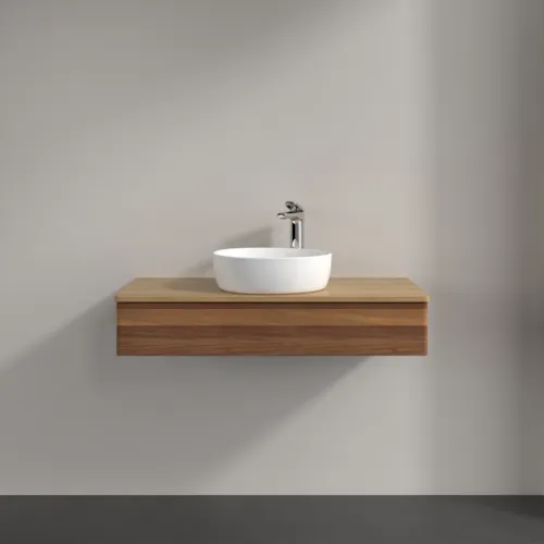 VILLEROY BOCH Toaletní skříňka Antao, 1 zásuvka, 1000 x 190 x 500 mm, přední strana bez konstrukce, teplý ořech / medový dub #K09051HM, obrázek 3