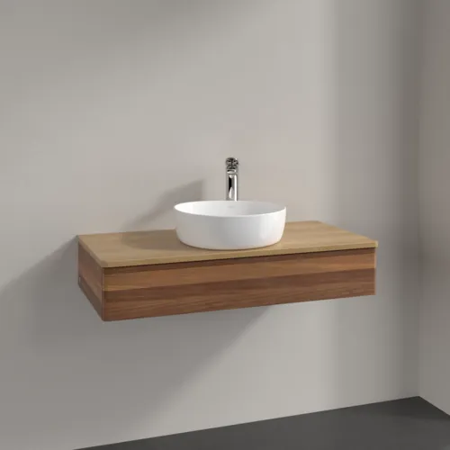 VILLEROY BOCH Toaletní skříňka Antao, 1 zásuvka, 1000 x 190 x 500 mm, přední strana bez konstrukce, teplý ořech / medový dub #K09051HM, obrázek 2