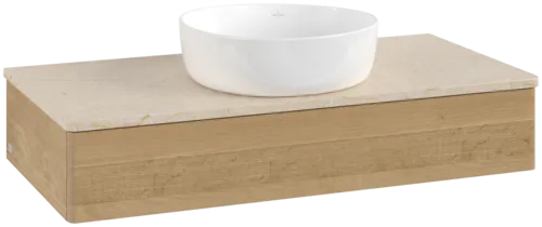 VILLEROY BOCH Toaletní skříňka Antao, 1 zásuvka, 1000 x 190 x 500 mm, přední strana bez konstrukce, dub medový / Botticino #K09013HN