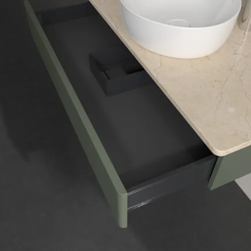 VILLEROY BOCH Antao toaletní skříňka, 1 zásuvka, 1000 x 190 x 500 mm, přední strana bez konstrukce, Leaf Green Matt Lacquer / Botticino #K09053HL, obrázek 7