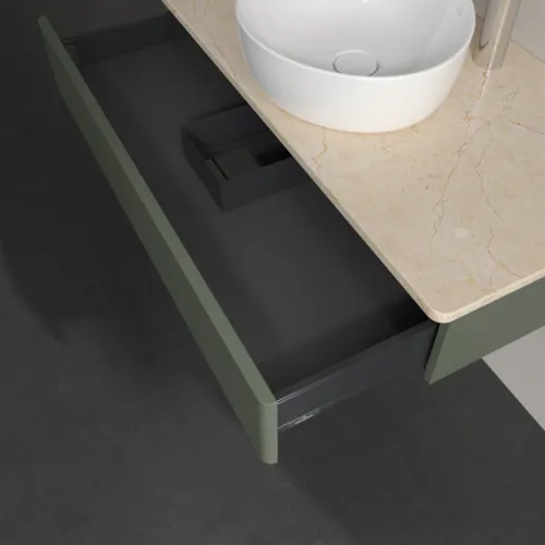 VILLEROY BOCH Antao toaletní skříňka, 1 zásuvka, 1000 x 190 x 500 mm, přední strana bez konstrukce, Leaf Green Matt Lacquer / Botticino #K09053HL, obrázek 6