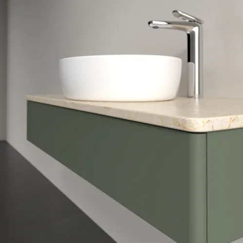 VILLEROY BOCH Antao toaletní skříňka, 1 zásuvka, 1000 x 190 x 500 mm, přední strana bez konstrukce, Leaf Green Matt Lacquer / Botticino #K09053HL, obrázek 5
