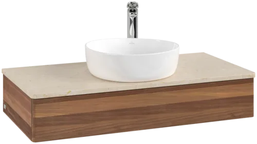 VILLEROY BOCH Toaletní skříňka Antao, 1 zásuvka, 1000 x 190 x 500 mm, přední strana bez konstrukce, teplý ořech / Botticino #K09053HM