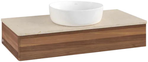 VILLEROY BOCH Toaletní skříňka Antao, 1 zásuvka, 1000 x 190 x 500 mm, přední strana bez konstrukce, teplý ořech / Botticino #K09013HM
