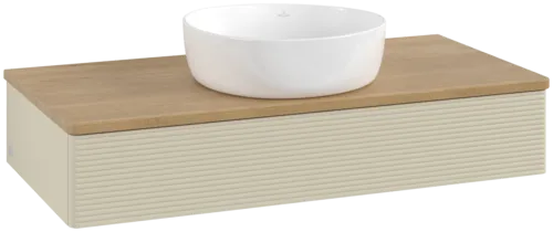 VILLEROY BOCH Toaletní skříňka Antao, 1 zásuvka, 1000 x 190 x 500 mm, přední strana s konstrukcí, hedvábně šedý matný lak / medový dub #K09111HJ