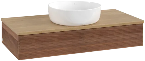 VILLEROY BOCH Toaletní skříňka Antao, 1 zásuvka, 1000 x 190 x 500 mm, strukturované čelo, teplý ořech / medový dub #K09111HM