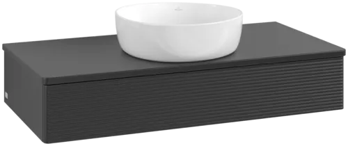VILLEROY BOCH Toaletní skříňka Antao, 1 zásuvka, 1000 x 190 x 500 mm, přední strana s konstrukcí, černý matný lak / černý matný lak #K09110PD