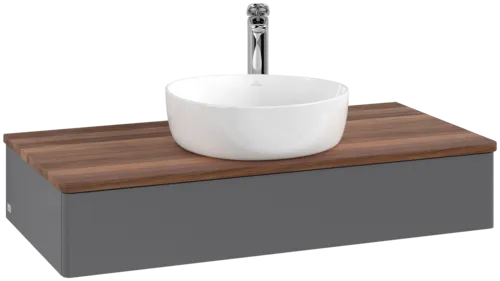 VILLEROY BOCH Toaletní skříňka Antao, 1 zásuvka, 1000 x 190 x 500 mm, přední strana bez konstrukce, antracit matný lak / teplý ořech #K09052GK