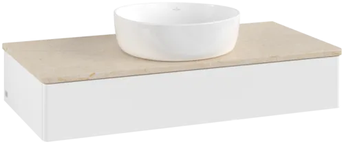 VILLEROY BOCH Toaletní skříňka Antao, 1 zásuvka, 1000 x 190 x 500 mm, přední strana bez konstrukce, bílý matný lak / Botticino #K09013MT