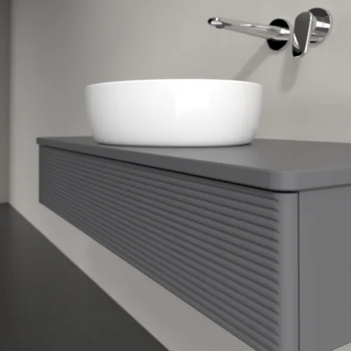 VILLEROY BOCH Toaletní skříňka Antao, 1 zásuvka, 1000 x 190 x 500 mm, texturovaná přední část, antracitový matný lak / antracitový matný lak #K09110GK, obrázek 5