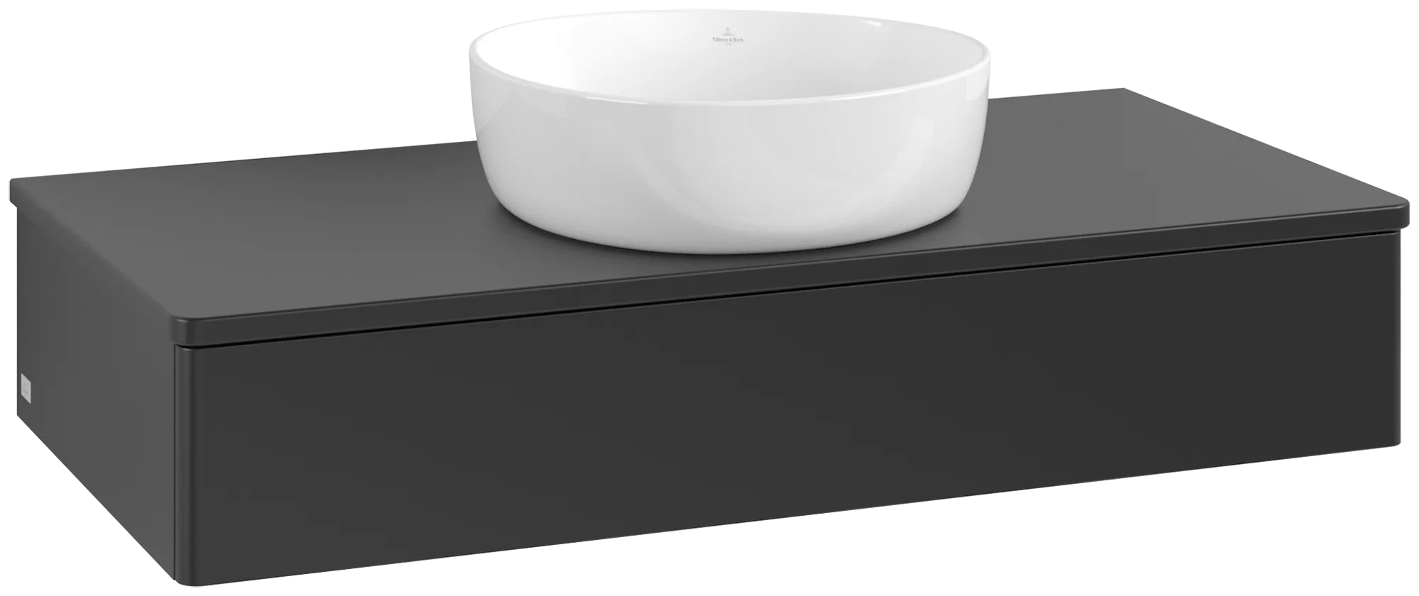 VILLEROY BOCH Toaletní skříňka Antao, 1 zásuvka, 1000 x 190 x 500 mm, přední strana bez konstrukce, černý matný lak / černý matný lak #K09050PD