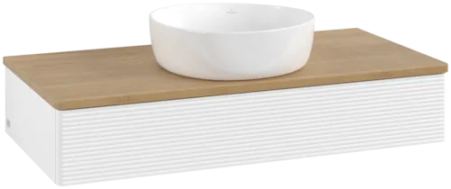 VILLEROY BOCH Toaletní skříňka Antao, 1 zásuvka, 1000 x 190 x 500 mm, přední strana s konstrukcí, bílý matný lak / medový dub #K09111MT