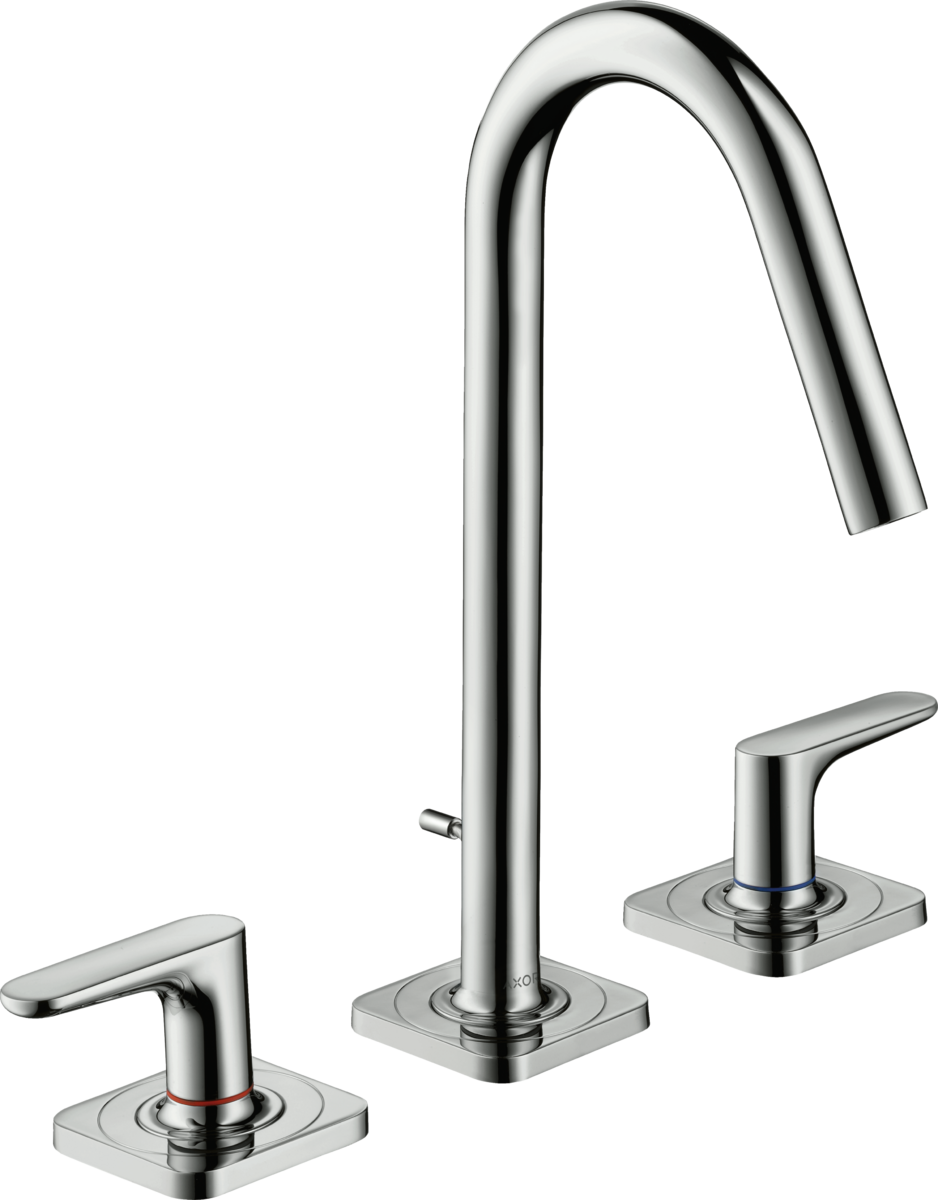 HANSGROHE AXOR Citterio M 3-otvorová umyvadlová baterie 160 s páčkovými rukojeťmi a rozetami a s odtokovou soupravou s táhlem 34133000