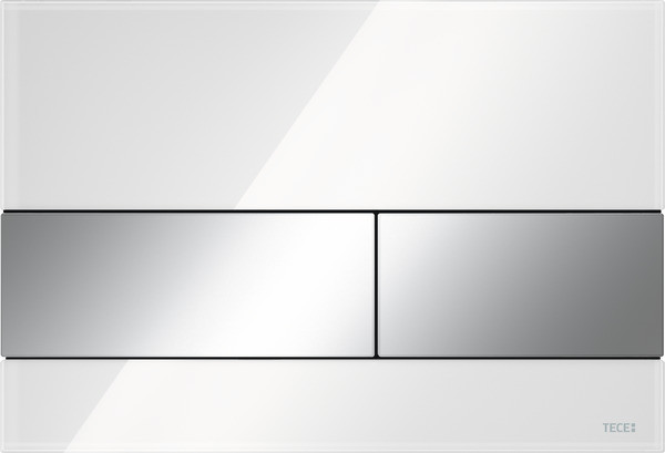 Obrázek TECEsquare Ovládací tlačítka splachování , bílé sklo, tlačítka ze světlého chromu, systém dvoumnožstevního splachování 9240802
