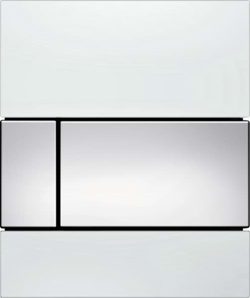 Obrázek TECE TECEsquare skleněné ovládací tlačítko pro pisoár včetně kartuše, bílé sklo/tlačítko lesklý chrom 9242802