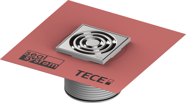 TECE Plastový roštový rám TECEdrainpoint S, 100 mm, včetně designového roštu, s těsnicí manžetou Seal System z výroby #3660020