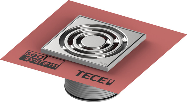 TECE TECEdrainpoint S grate frame plastic, 150 mm, incl. design grate, with factory fitted Seal System sealing sleeve #3660021