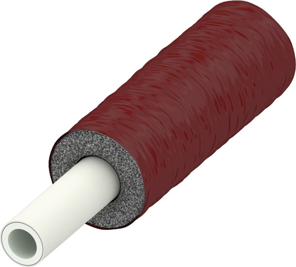 TECE TECEflex multi-layer composite pipe PE-Xc/Al/PE-RT pre-insulated, 9 mm insulation, red, dim. 25, 26 x 4.0 mm #731625