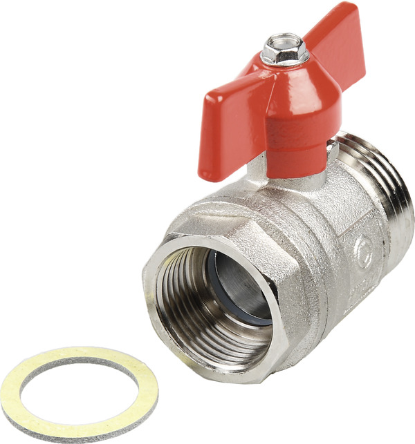 TECE TECEfloor ball valve 3/4" Rp 3/4" x 1" m. thread, incl. flat seal #77381001